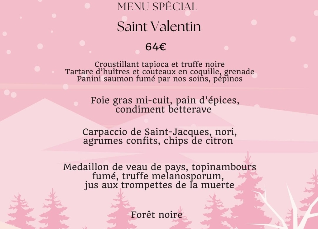 Menu spécial St Valentin