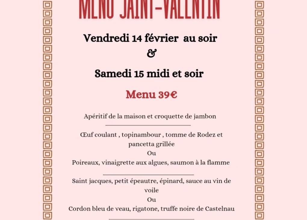 Menu Saint-Valentin