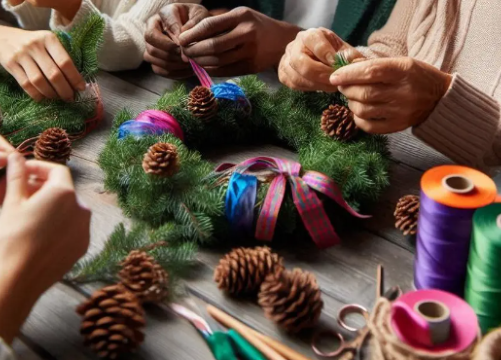 Fabrication de couronnes de Noël - Médiathèque