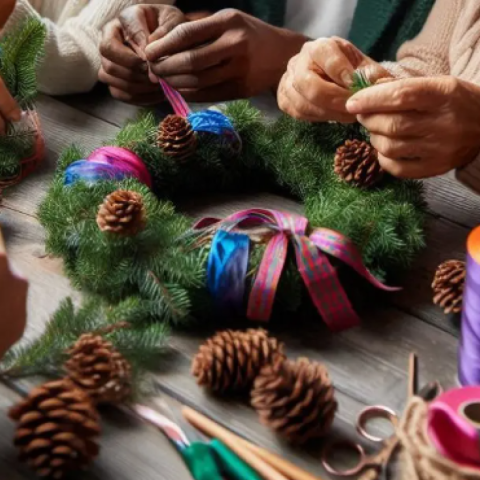 Fabrication de couronnes de Noël - Médiathèque